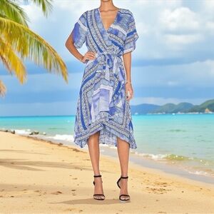 PARKER Dominica Faux Wrap Dress in Olympos Small